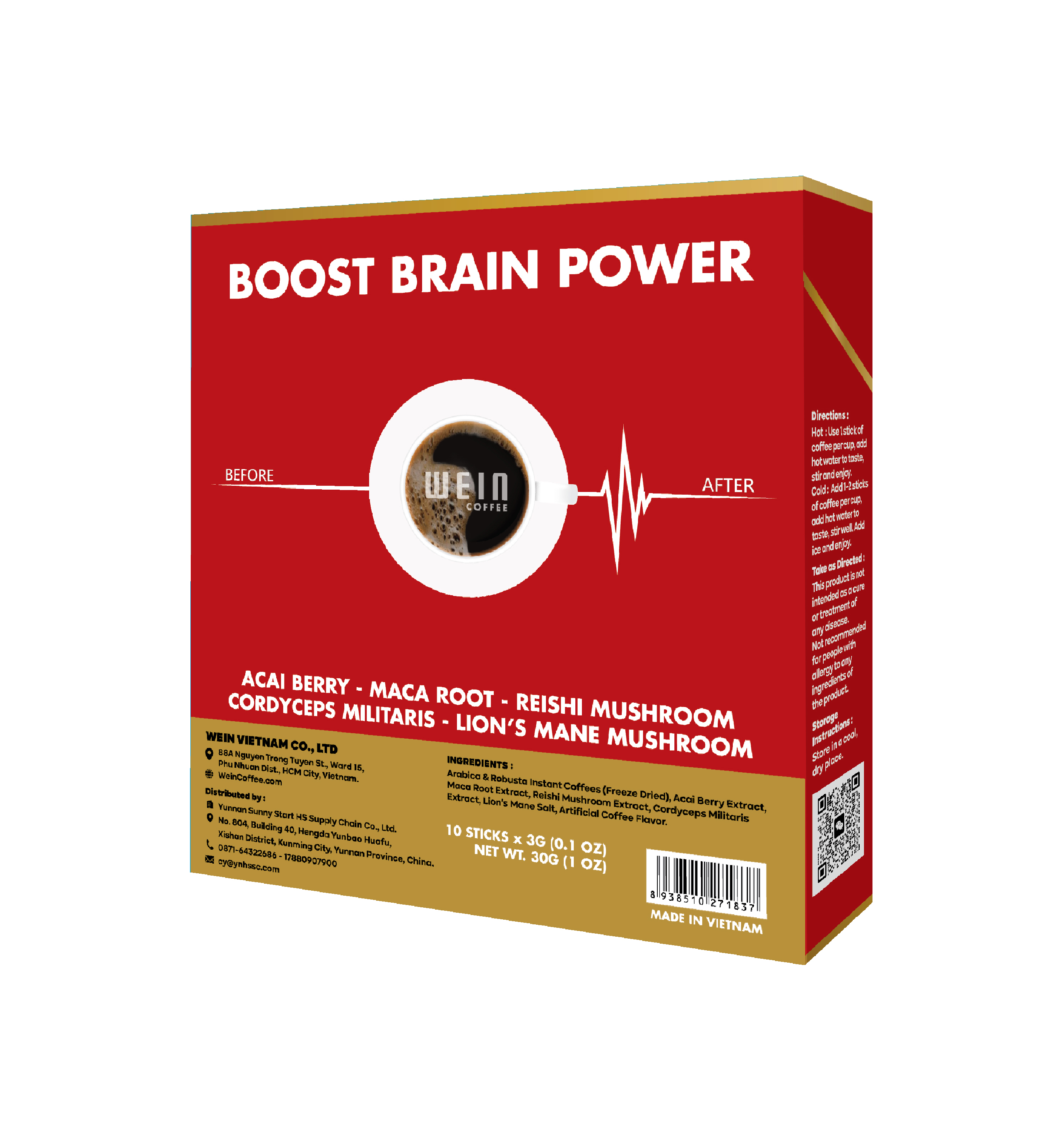 DR. BRAIN COFFEE 6 IN 1 - BOOST BRAIN POWER - CAFÉ ĐEN 6 IN 1 - TĂNG CƯỜNG NĂNG LƯỢNG TRÍ NÃO